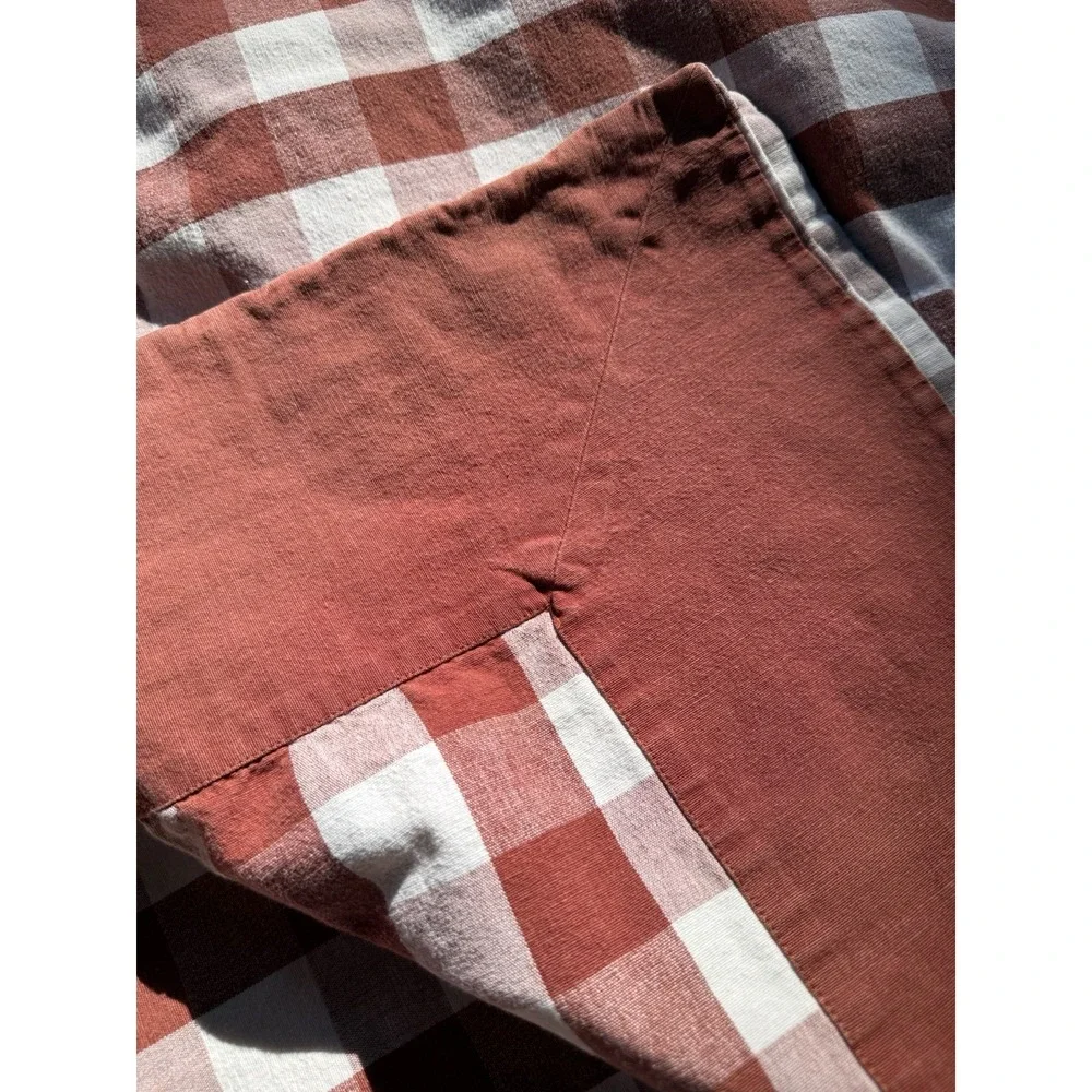 VTG Williams-Sonoma Tablecloth Rust Terracotta White Gingham Check 68x78 Cotton